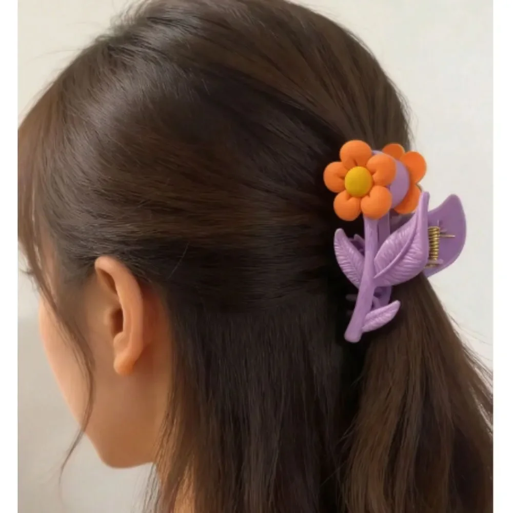 Flower Hair Claw Clip Set Yellow Sunflower & Colorful Flower Claw Clips